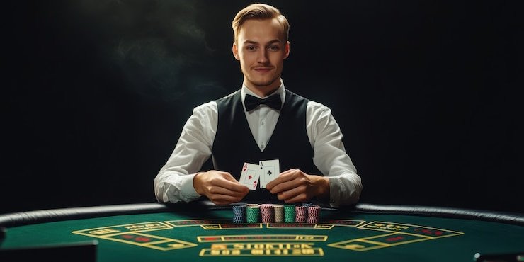 Live dealer dealing cards